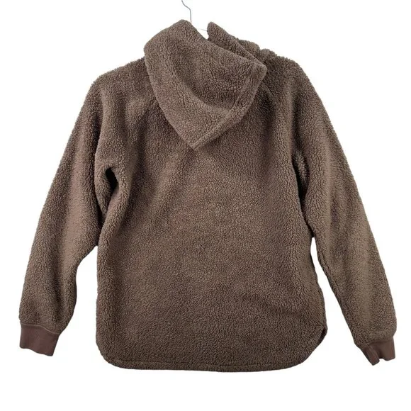Abercrombie Kids Sherpa Hoodie Jacket Brown Size 15/16 With Kangaroo Pocket Hood - Picture 2 of 7